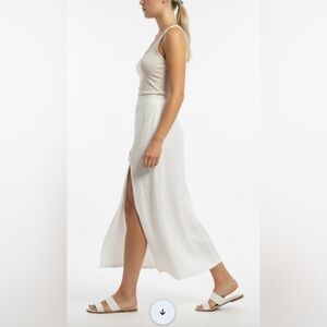 Lotus Eaters Old Money White Linen Maxi Skirt XL NWOT